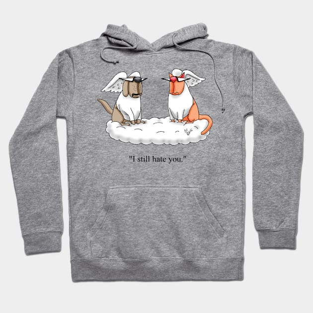 Funny Dog and Cat Angel Cartoon Humor Hoodie by abbottcartoons